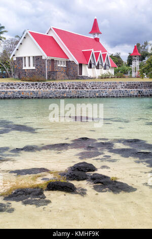 The famous church Notre Dame Auxiliatrice in Cap Malheureux in the north of Mauritius, Africa. Stock Photo