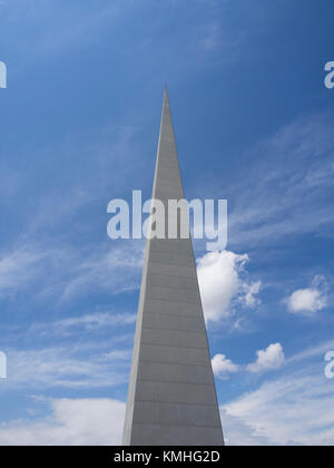 Armenian heritage, the genocide memorial and museum, Tsitsernakaberd,on a hilltop n Yerevan Armenia, close up of the spire Stock Photo