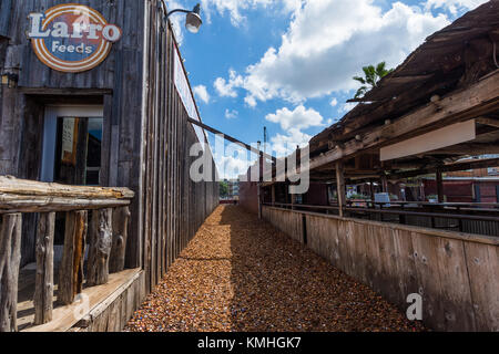 Bottle Cap Alley next to Two Bars, in College Station Texas Stock Photo