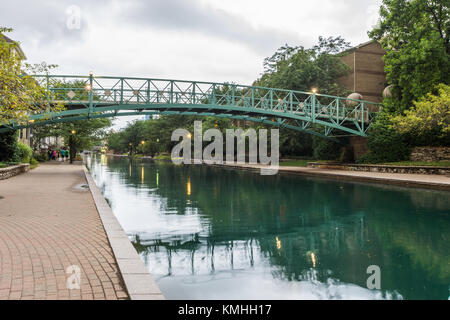 Cityscape from Canal Walk in Indianapolis, Indiana Stock Photo