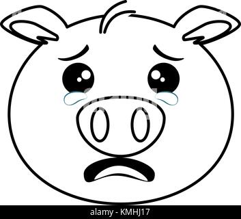 sick face clipart black and white pig