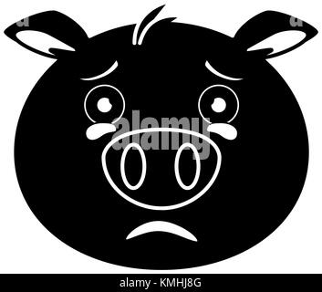 crying pig emoji kawaii vector illustration design Stock Vector