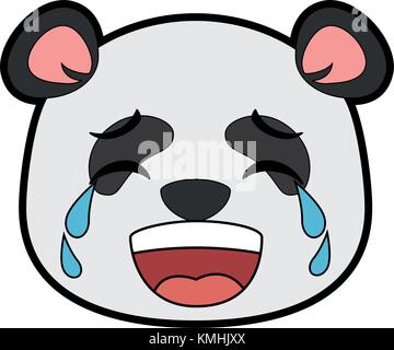 cute panda crying emoji kawaii Stock Vector