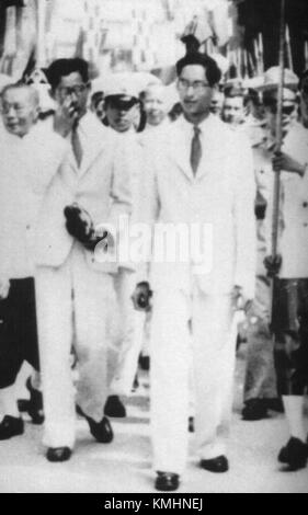 King Ananda Mahidol and Bhumibol Adulyadej 03-05-1946 Stock Photo