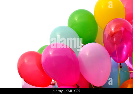 bunch of multicolored balloons, isolated on white background Stock Photo