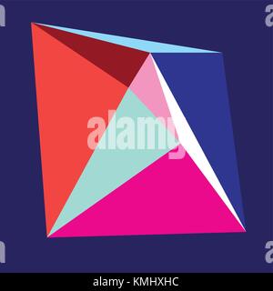 Bright color abstract form from triangles on a blue background Stock Vector
