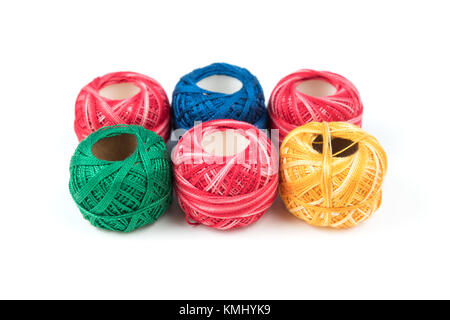 Set of colored threads for sewing on coils. Pile of big colorful spools of  thread. Colored thread spools of thread large class, textiles, background  Stock Photo - Alamy