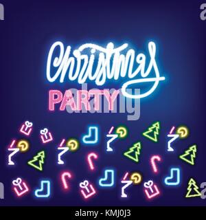 Neon banner Christmas party Stock Vector