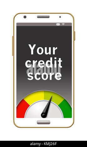 Checking  your credit score on your phone is seen here Stock Photo