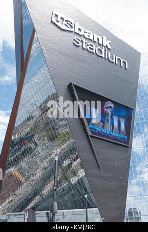 Close-up abstract view of the US Bank Stadium host of the 2018 Super bowl LII home of Minnesota Vikings football team. Minneapolis Minnesota MN USA Stock Photo