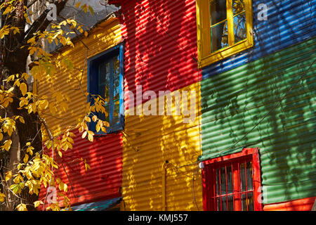 Colourful corrugated iron buildings, La Boca, Buenos Aires, Argentina, South America Stock Photo