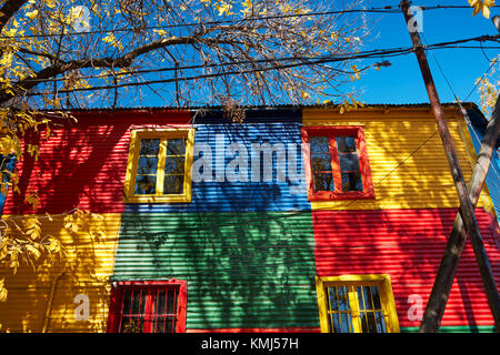 Colourful corrugated iron buildings, La Boca, Buenos Aires, Argentina, South America