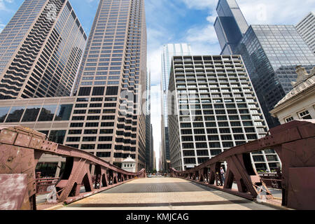 Northern Riverwalk on North Branch Chicago River in Chicago, Illinois Stock Photo