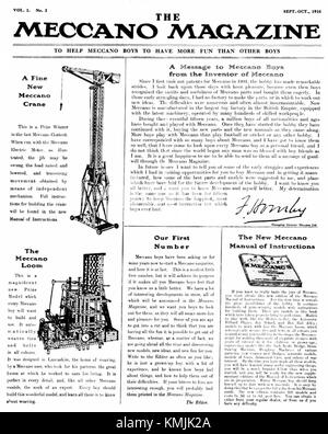 Meccano Magazine cover Sep-Oct 1916 Vol 1 No 1 Stock Photo