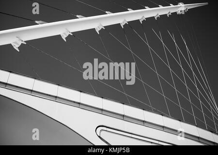 An angled view of the Burke Brise Soleil at the Milwaukee Art Museum, designed by Santiago Calatrava. This building is absolutely beautiful! Stock Photo