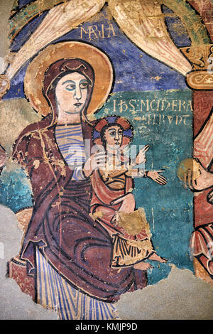 Romanesque fresco paintings. The Diocesan Museum of Jaca is one of the most beautiful collections of Romanesque frescoes in the world. Stock Photo