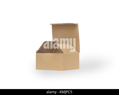 opened kraft box isolated on white background Stock Photo