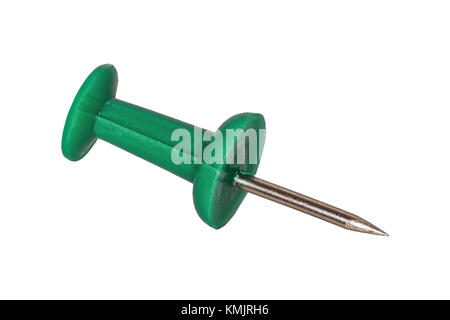 Green pushpin isolated on a white background Stock Photo