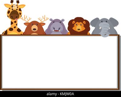 Border template with wild animals illustration Stock Vector Image & Art ...