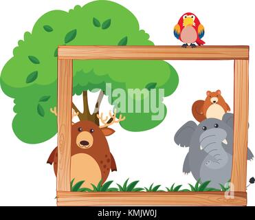 Border template with wild animals illustration Stock Vector Image & Art ...