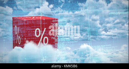 Blue matrix and codes against view of overcast against blue sky Stock Photo