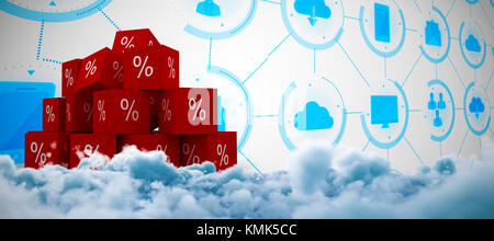 Digitally composite image of storm clouds  against apps interface Stock Photo