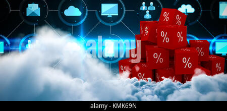 Digitally generated image of storm clouds  against apps interface Stock Photo