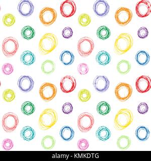 Hand drawn colorful circles seamless pattern, vector illustration. Stock Vector