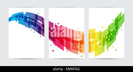 Abstract technology, set business template, design wave, vector background Stock Vector