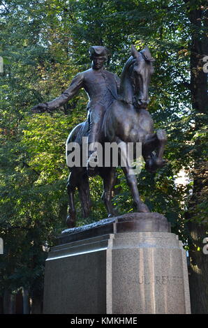 Equestrian statue of the famous patriot Paul Revere, Boston, Massachusetts Stock Photo