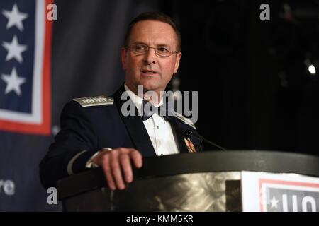 U.S. National Guard Bureau Chief Joseph Lengyel speaks during the USO of Metropolitan Washington-Baltimore 35th Annual Awards Dinner at the Crystal Gateway Marriott March 21, 2017 in Arlington, Virginia.  (photo by Jim Greenhill via Planetpix) Stock Photo