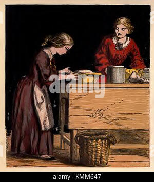 Victorian pastimes (from a coloured children's picture book. - Baking and Cooking Stock Photo