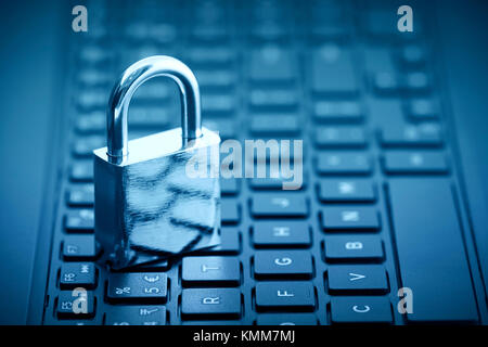 Computer security concept. Padlock on computer keyboard Stock Photo