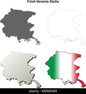 Friuli-Venezia Giulia blank outline map set  Stock Vector