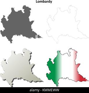 Lombardy blank detailed outline map set  Stock Vector