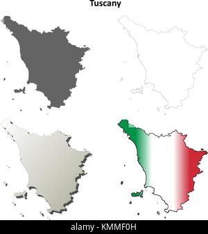 Tuscany blank detailed outline map set  Stock Vector