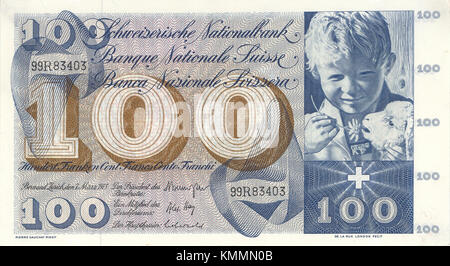 The CHF100 banknote features detailed design elements that highlight ...