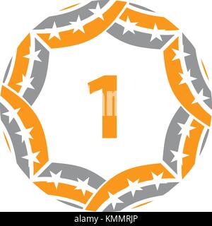 Ribbon Circle Star Number 1 Stock Vector