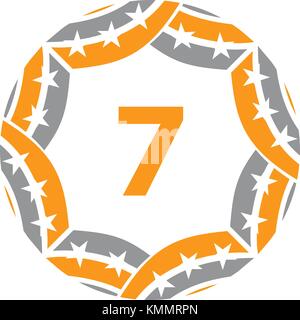 Ribbon Circle Star Number 7 Stock Vector