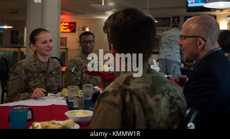 Mark. E. Mitchell, Acting Assistant Secretary of Defense (Special Operations/Low-Intensity Conflict), visits The Reef on Hurlburt Field, Fla., Nov. 30, 2017. Mitchell had lunch with Air Commandos to understand each Airman’s mission in Air Force Special Operations Command. (U.S. Air Force Stock Photo