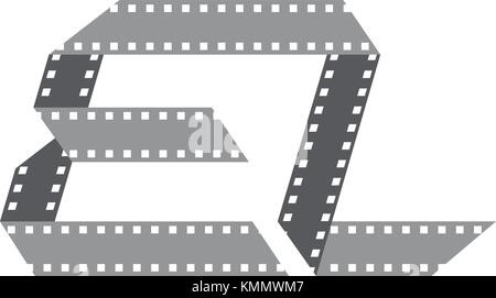 Initial E L Film Strip Stock Vector