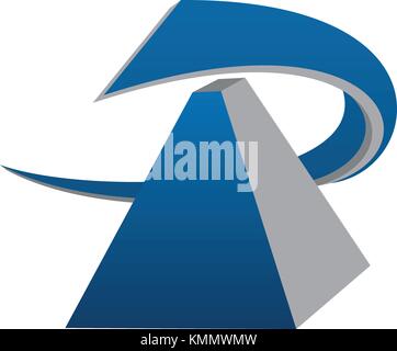 Pyramid Swoosh Letter P Stock Vector