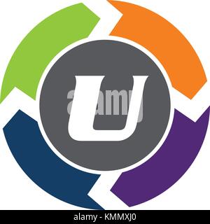 Process Planner Center Letter U Stock Vector