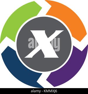 Process Planner Center Letter X Stock Vector