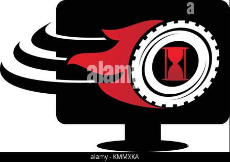 Monitor Gear Speed Sand Timer Stock Vector