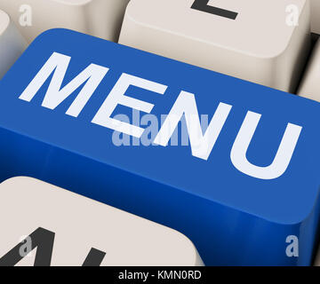 Menu Keys Showing Ordering Food Menus Online Stock Photo