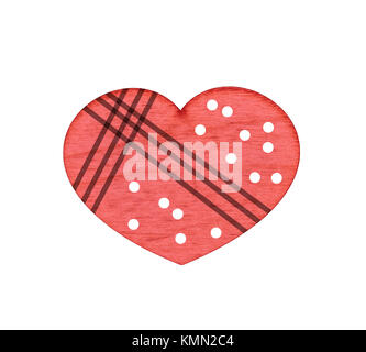 Wooden heart isolated on white. The heart is the symbol of love. Valentine's Day. top veiw Stock Photo