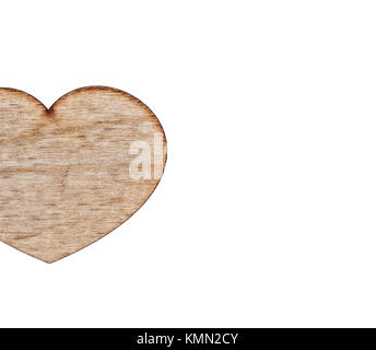 The heart is the symbol of love. Valentine's Day. Wooden heart isolated on white. Stock Photo