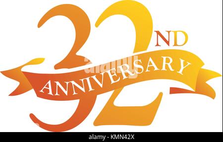 32 Year Ribbon Anniversary Stock Vector