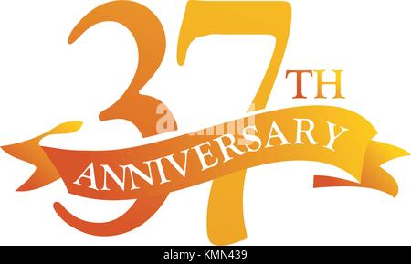 37 Year Ribbon Anniversary Stock Vector